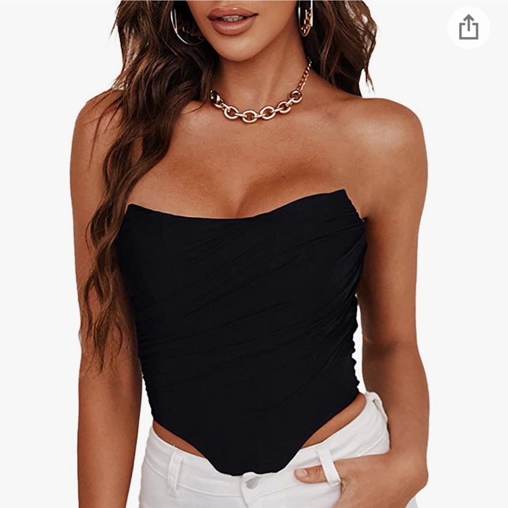 Amazon Corski Strapless Corset Black Crop Top